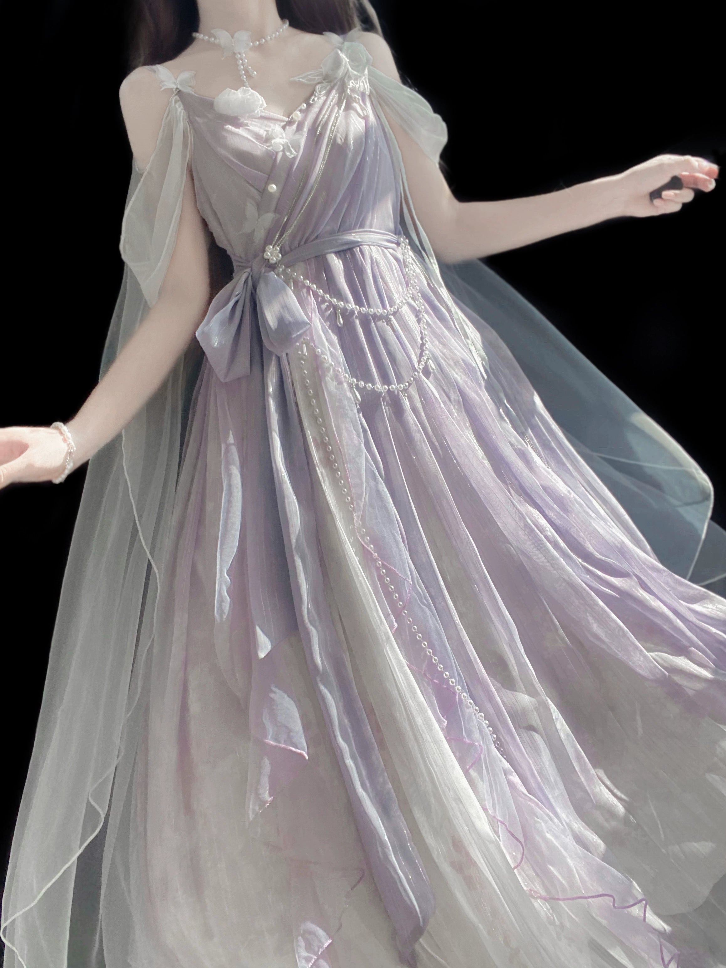Meow Studio - Han Lolita Dress Side Slit Purple JSK Dress