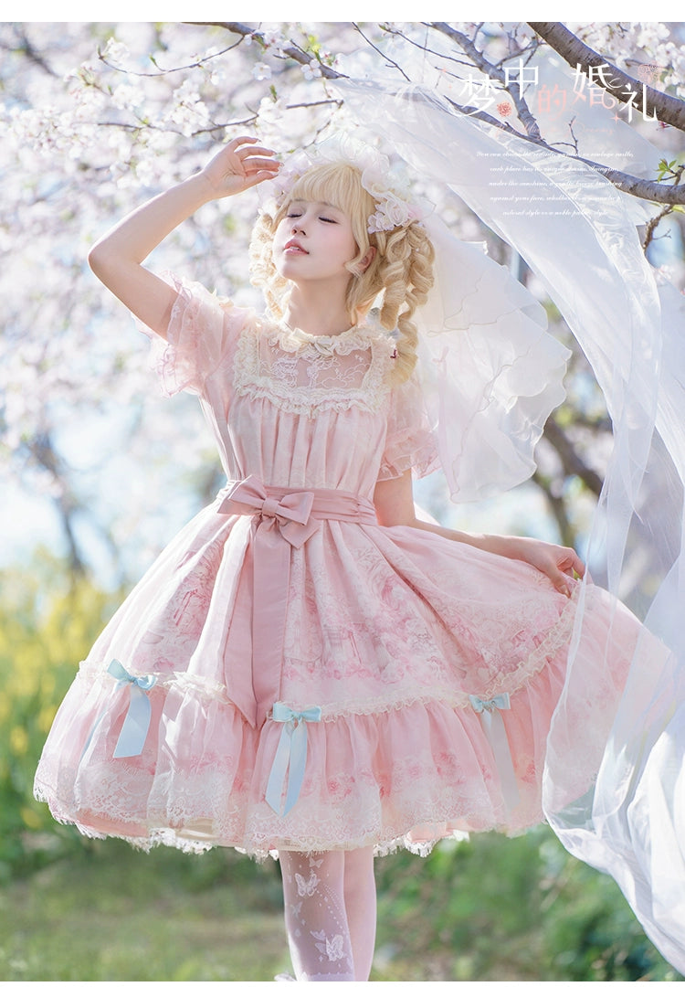 Spireme Cat - Wedding in Dream - Pink Sweet Lolita OP Dress, Detachable Corset