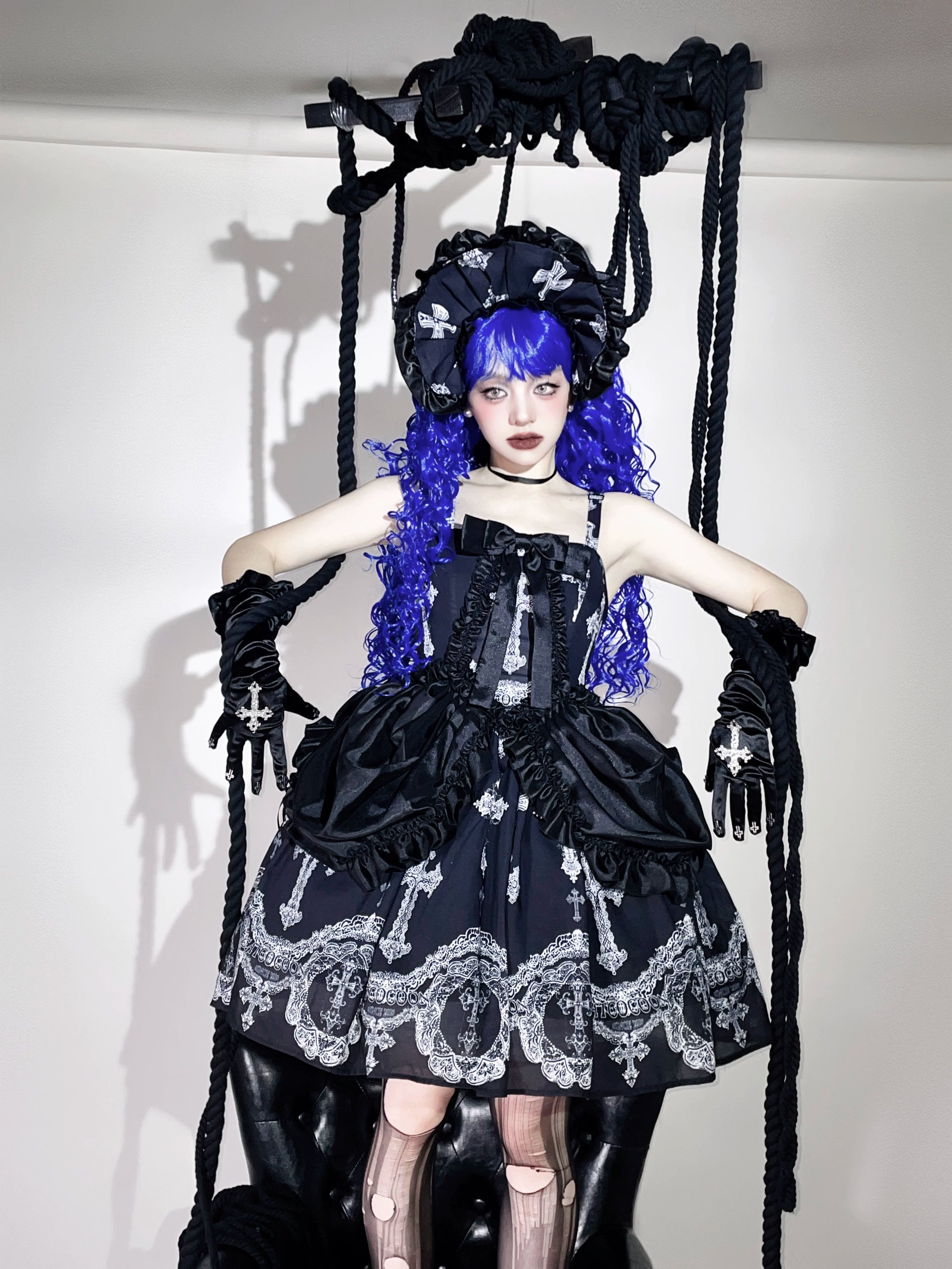 Lace Cross - Gorgeous Gothic Lolita JSK Dress, Hime Sleeve Bolero
