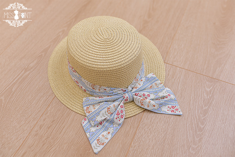 Miss Point - Country Lolita Accessory Assorted Color blue straw hat