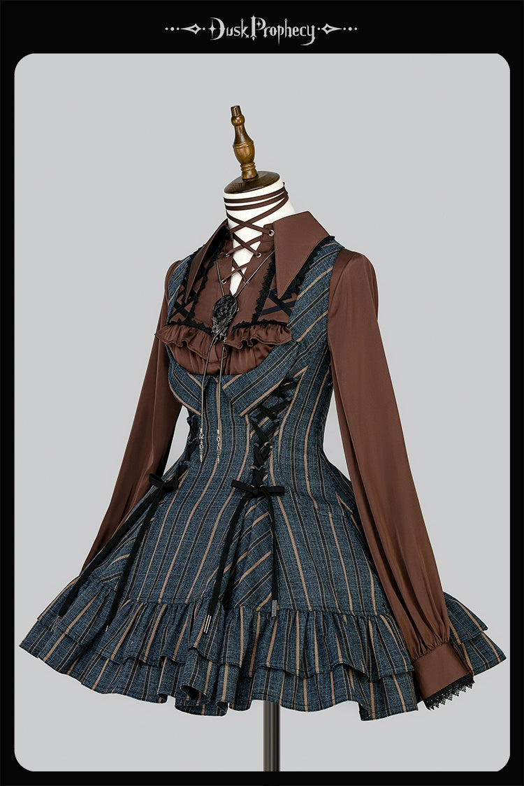 DuskProphecy - Heron - Classic Lolita Striped JSK Dress, Halter Neckline 44313:802918