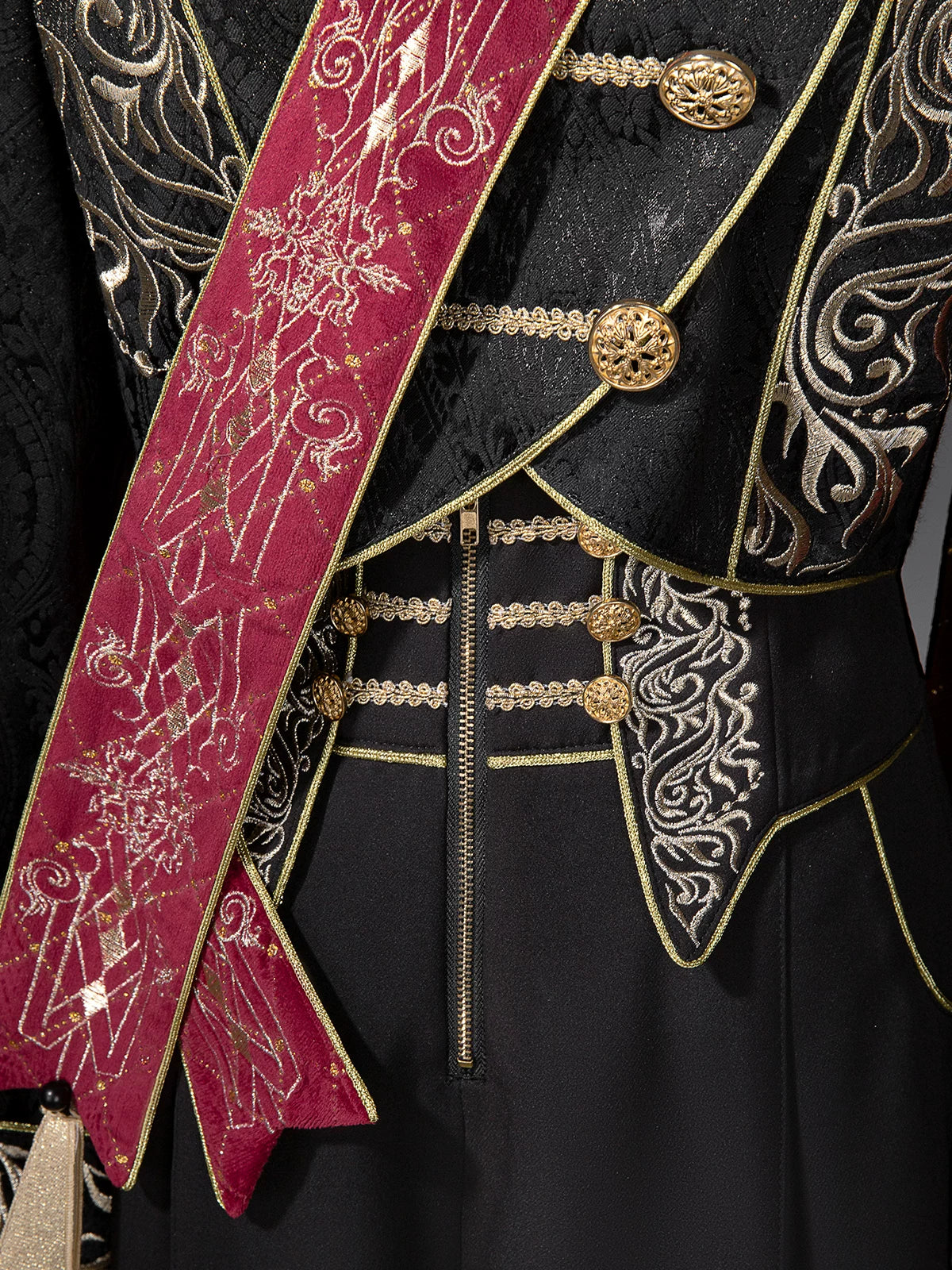 Lucifer's Glory - Military Ouji Lolita Jacket & Pants Suit, Black-Gold Embroidery 46042:873199