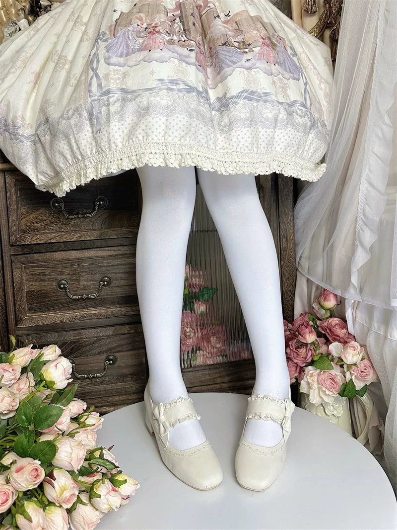 Heidi Manor - Classic Lolita Chunky Heels Shoes, Cutout Trims 44499:812248