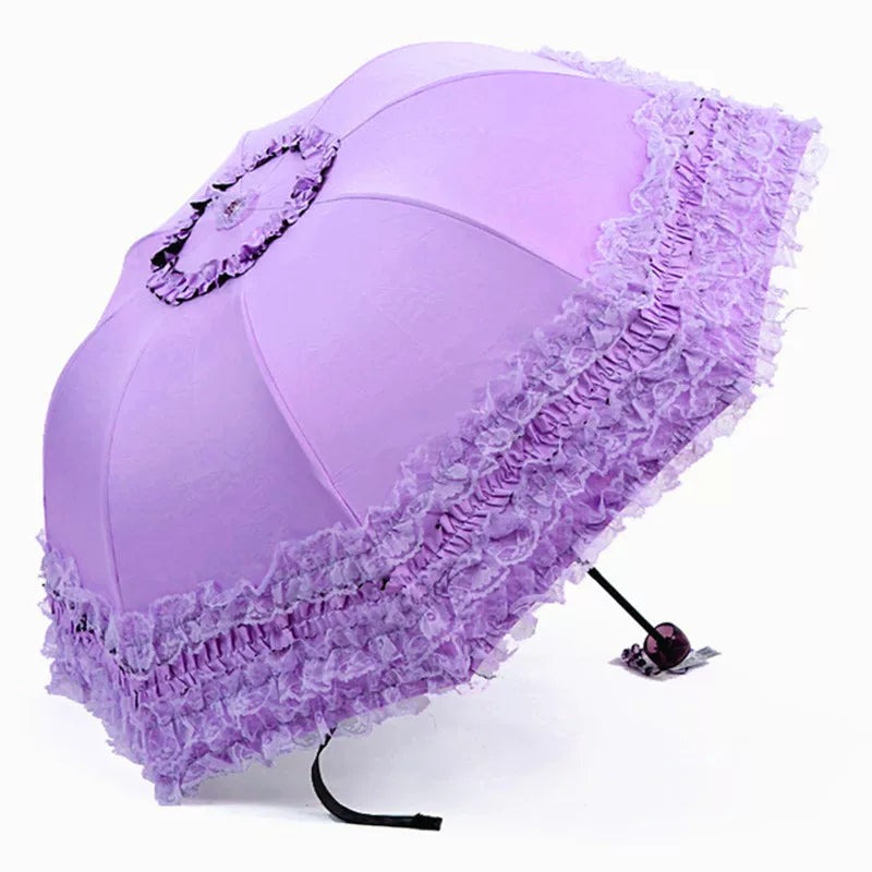 Foldable Lolita Parasol, Floral and Embroidery Detail 45591:855743