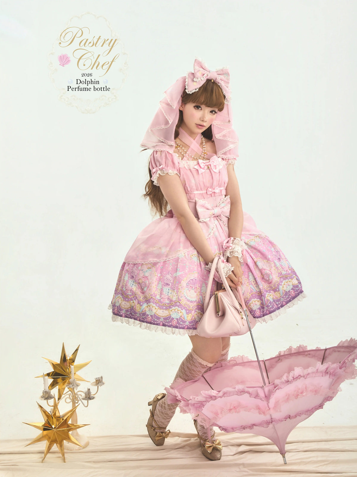 Dolphin Perfume Bottle - Sweet Lolita JSK & Halter OP, Dolphin & Perfume Bottle Print 45944:868806