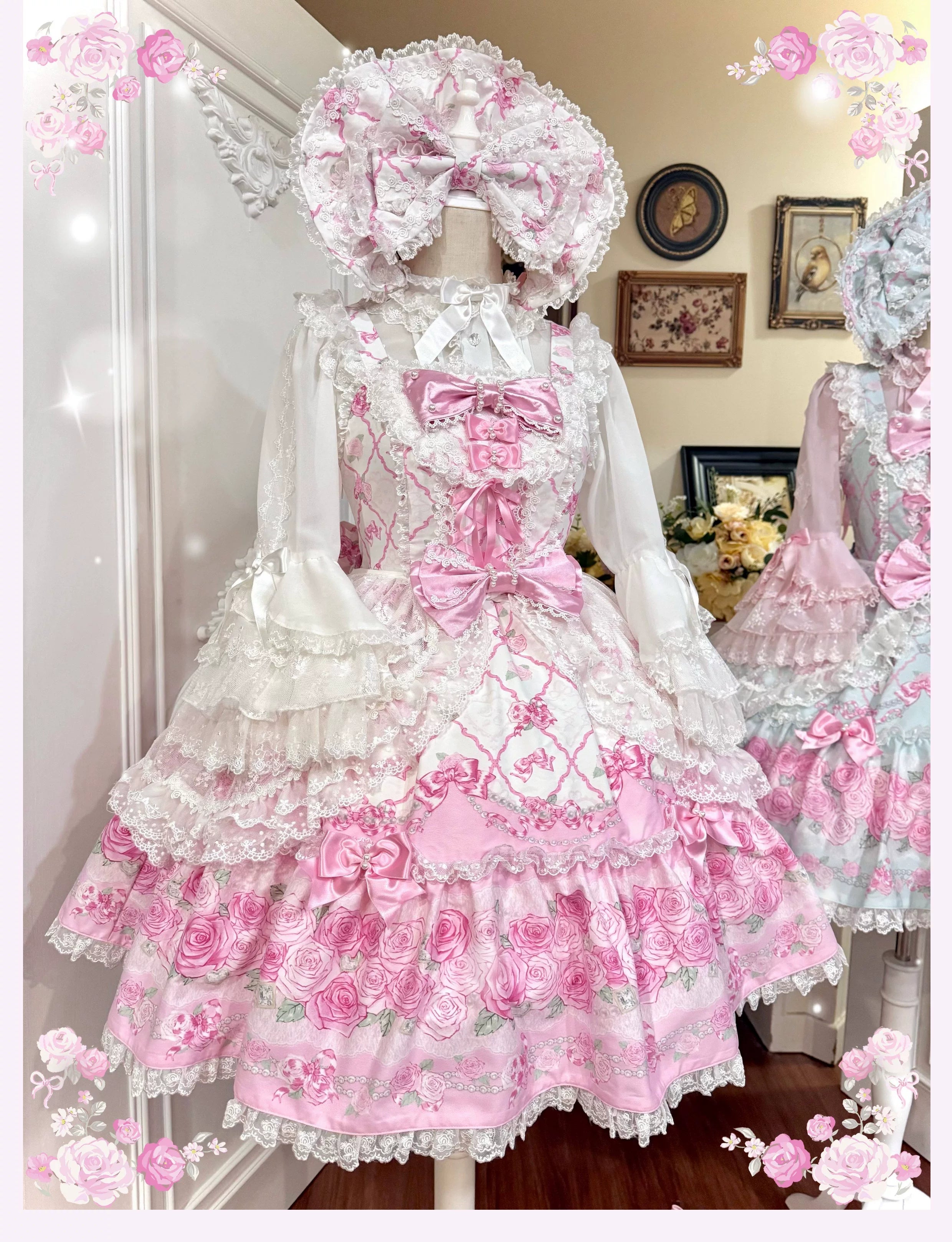 Summer 2026 - Old School Lolita Floral Printed JSK Dress with Ribbon Bows 45521:851900