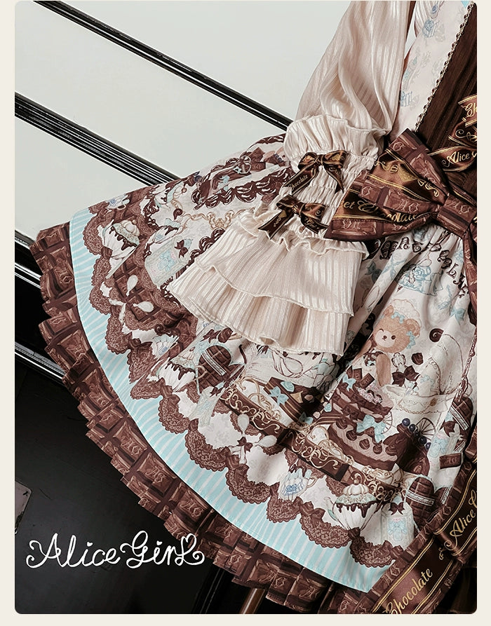 Alice Girl - Bear Chocolate Bar - Kawaii Lolita JSK & Salopette Dress 43851:787059
