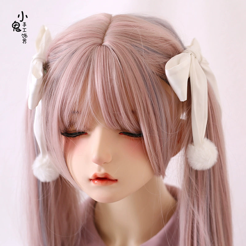 Xiaogui - Sweet Lolita Bow Hair Clips Multicolors a pair of white hair clips