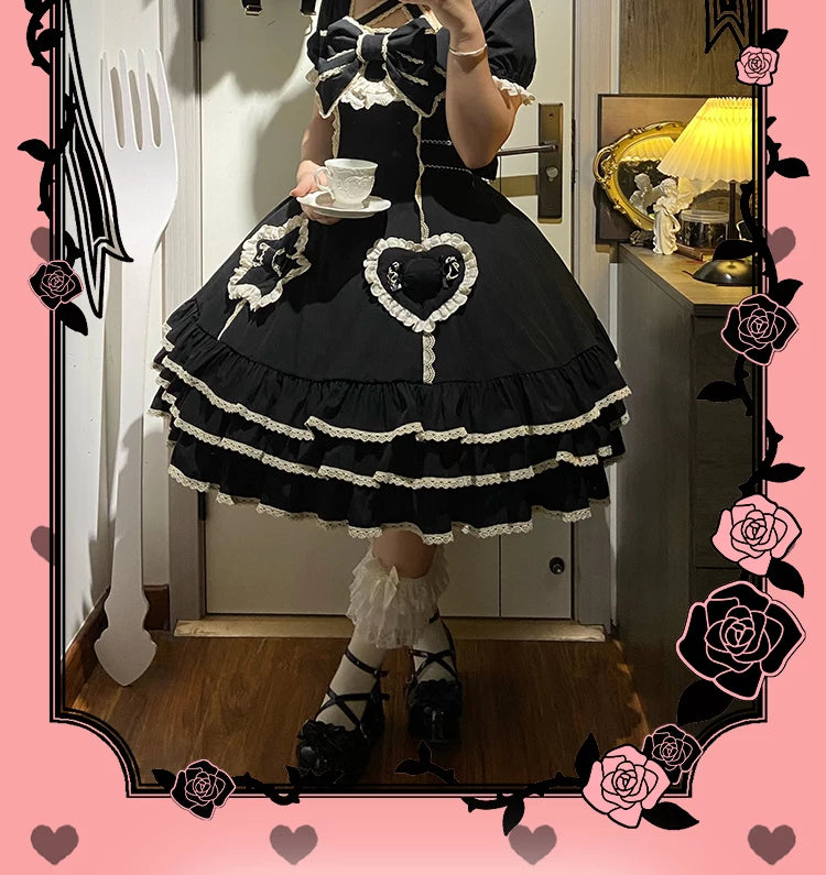 Muse Fufu - Plus Size Sweet Lolita OP Dress, Heart Appliques 45977:870176