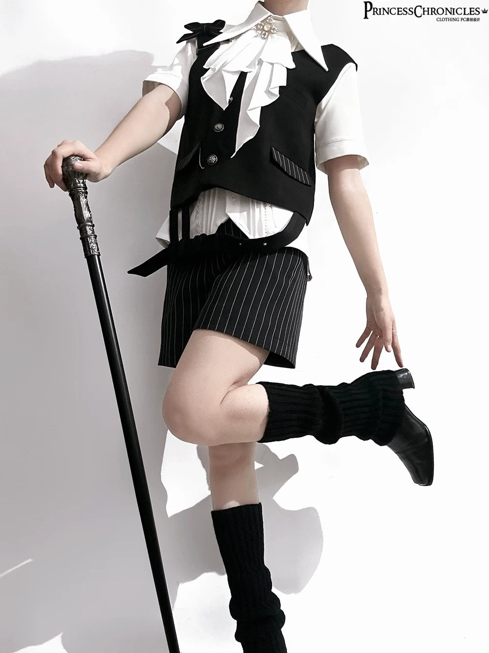 The Dawn of Arrival - Ouji Lolita Fitted Blouse with Detachable Jabot 45657:857032