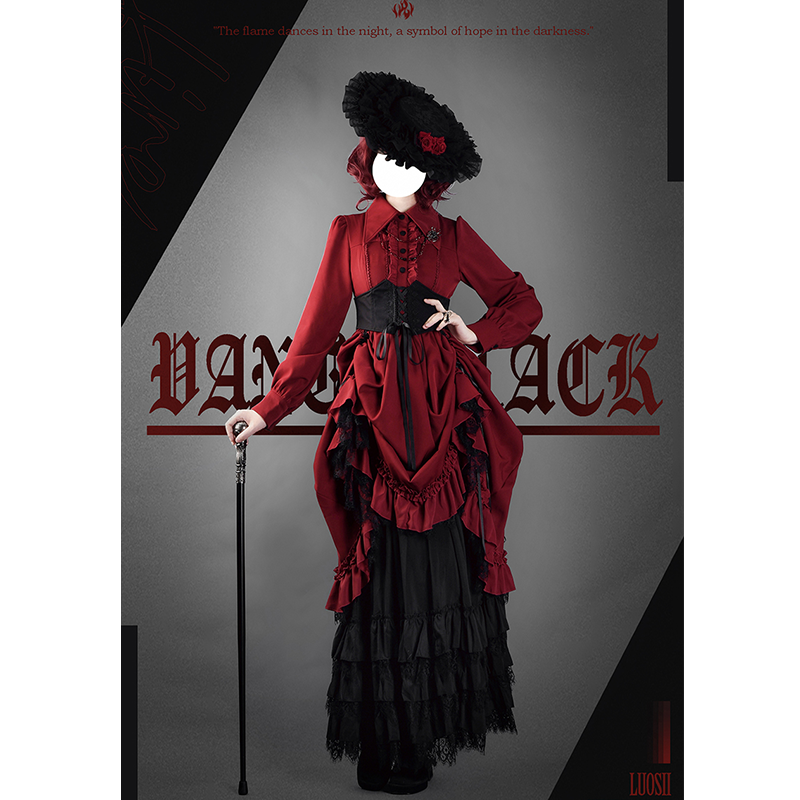 Bloodlust Banquet - Color-Block Gothic Lolita Dress, Lifted Hem 44429:807931