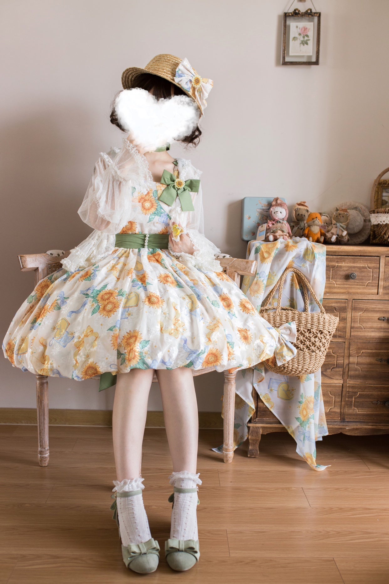 Akiyama Future Studio~Sunflower Print Lolita JSK Dress in Breathable Light Fabric 42790:753497