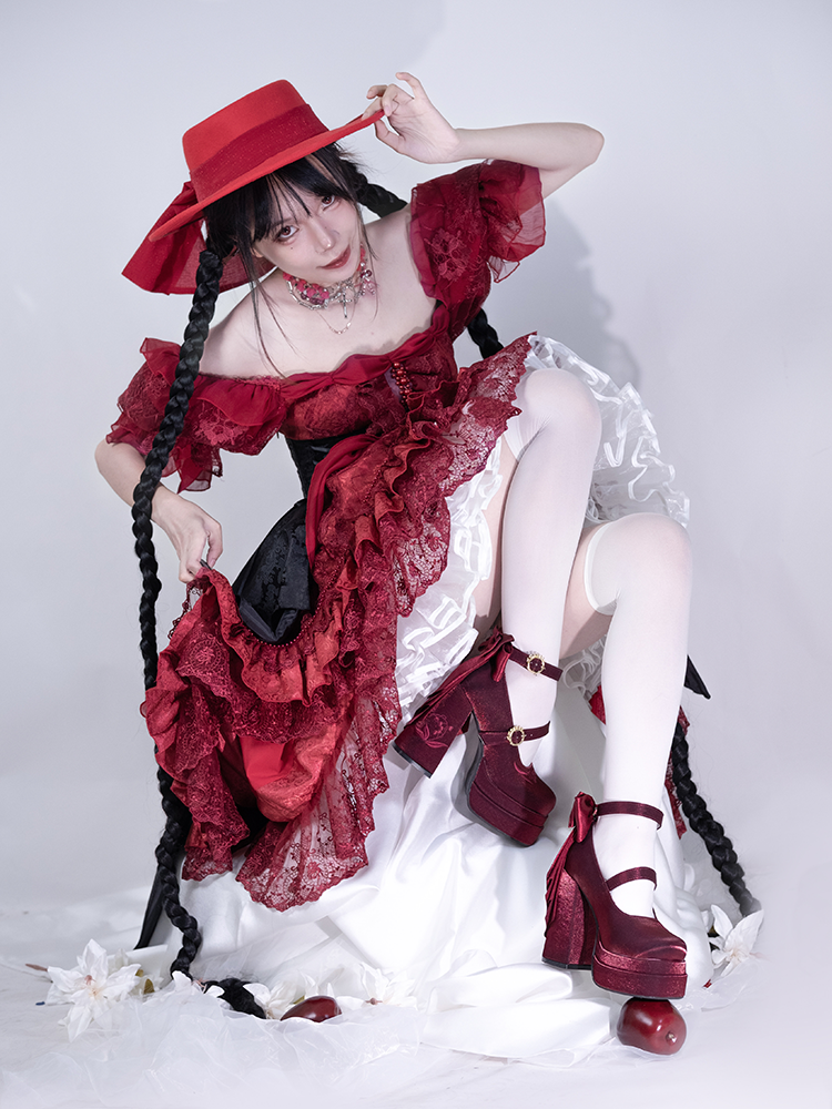 Dreamland - Floating Dream Lily - Elegant Lolita High Heel Shoes, Detachable Bow 39502:621928