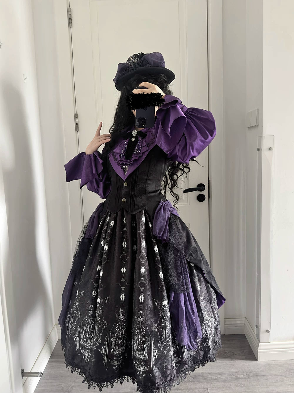 Moonnight Return - Gothic Lolita JSK Dress, Skeleton & Cross Print 44638:816232