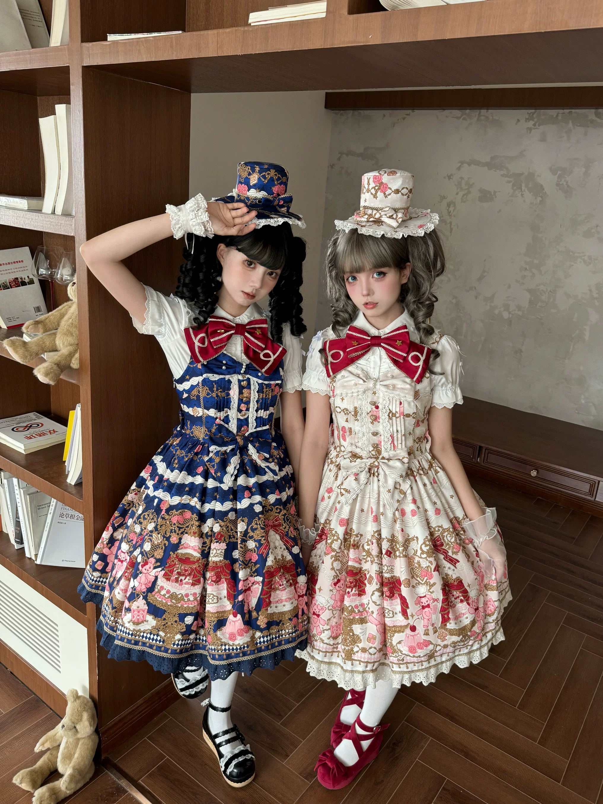 Sugar Festivaly - Kawaii Lolita JSK Dress, Cake & Bear Print 44540:811778