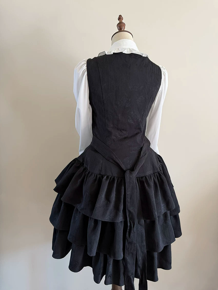 Twilight Serenade - Elegant Gothic Lolita JSK Dress, Tiered Ruffle 46026:873037