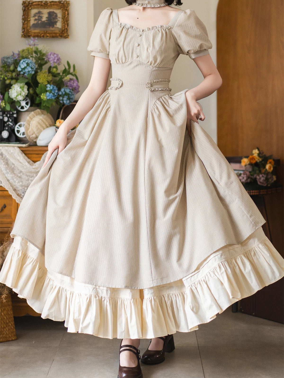 Classic Lolita Cotton Underskirt, Ruffles Hem