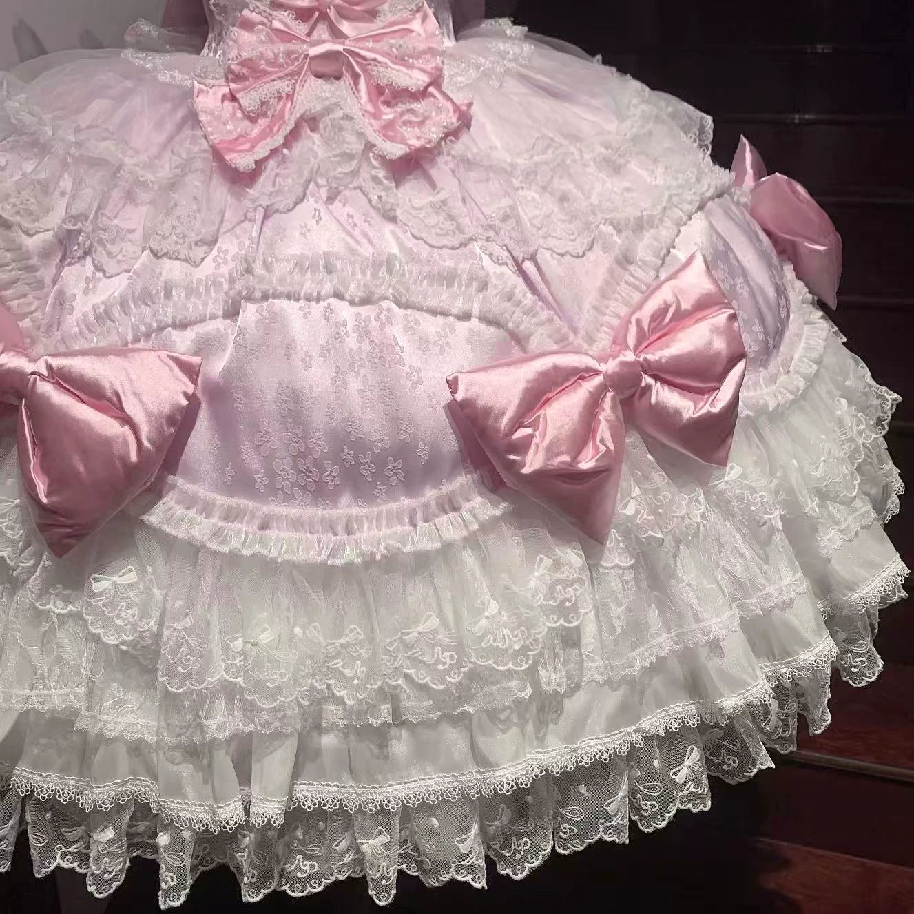 Floral Dream Isle - Sweet Lolita Doll-like JSK Dress, Bows & Lace 44705:821043