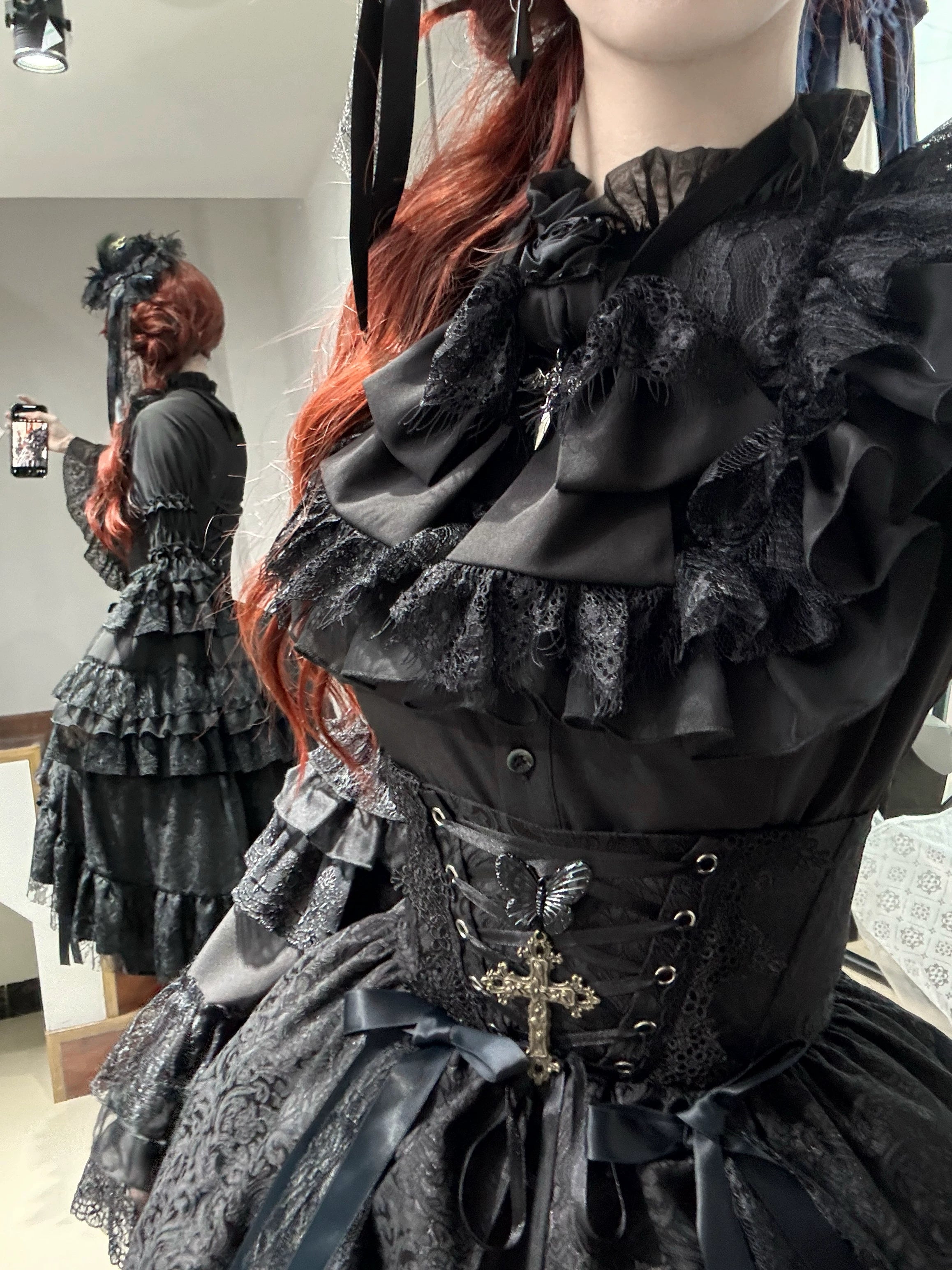 Nightingale Girl - Eternal Taboo - Gothic Lolita Dress Princess Sleeve Shirt