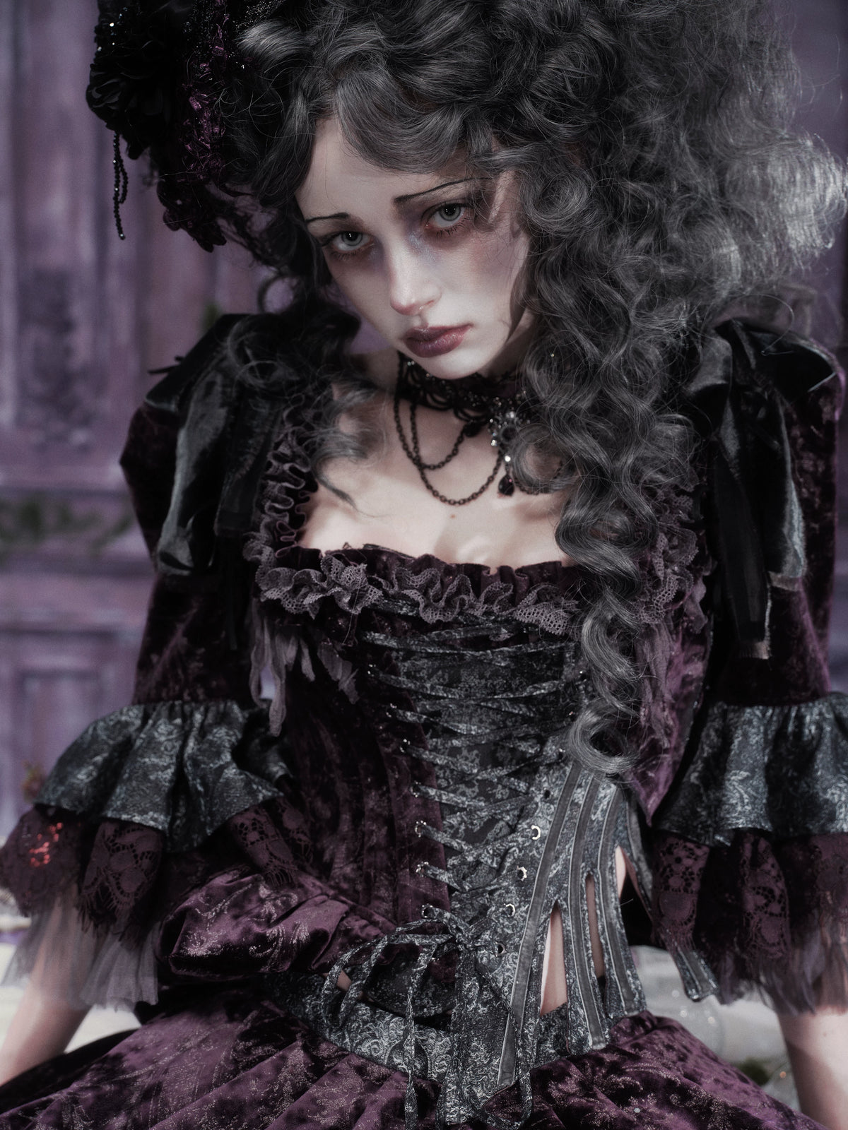 Undead's Gift - Halloween Gothic Corset, Detachable Sleeves 46023:872726