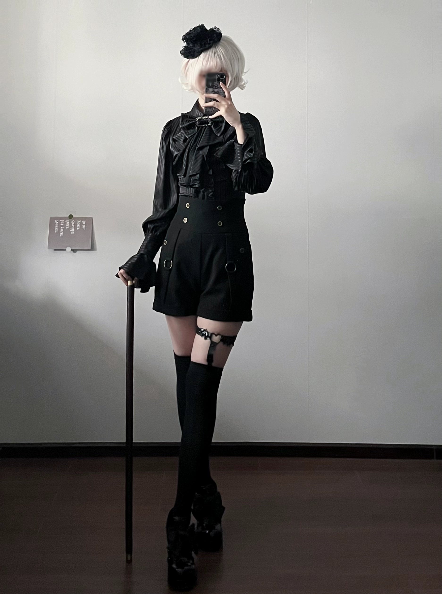 Gazing Galactic - Moonstone - Elegant Ouji Lolita Shirt, Detachable Jabot