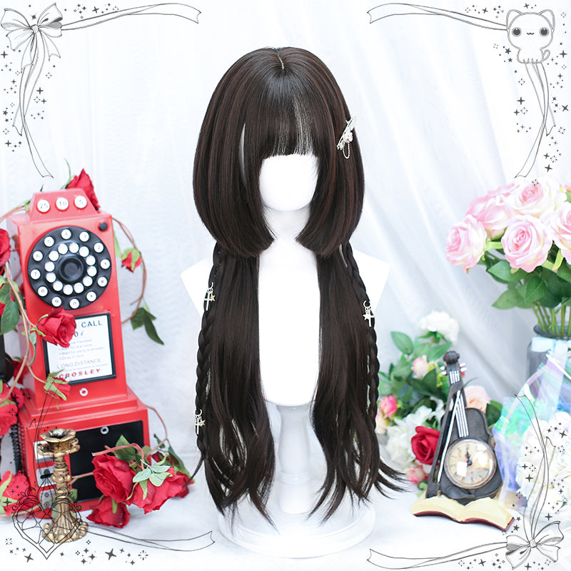 Dalao Home - Sweet Lolita Hime Cut Long Curly Wig Multicolor brown black