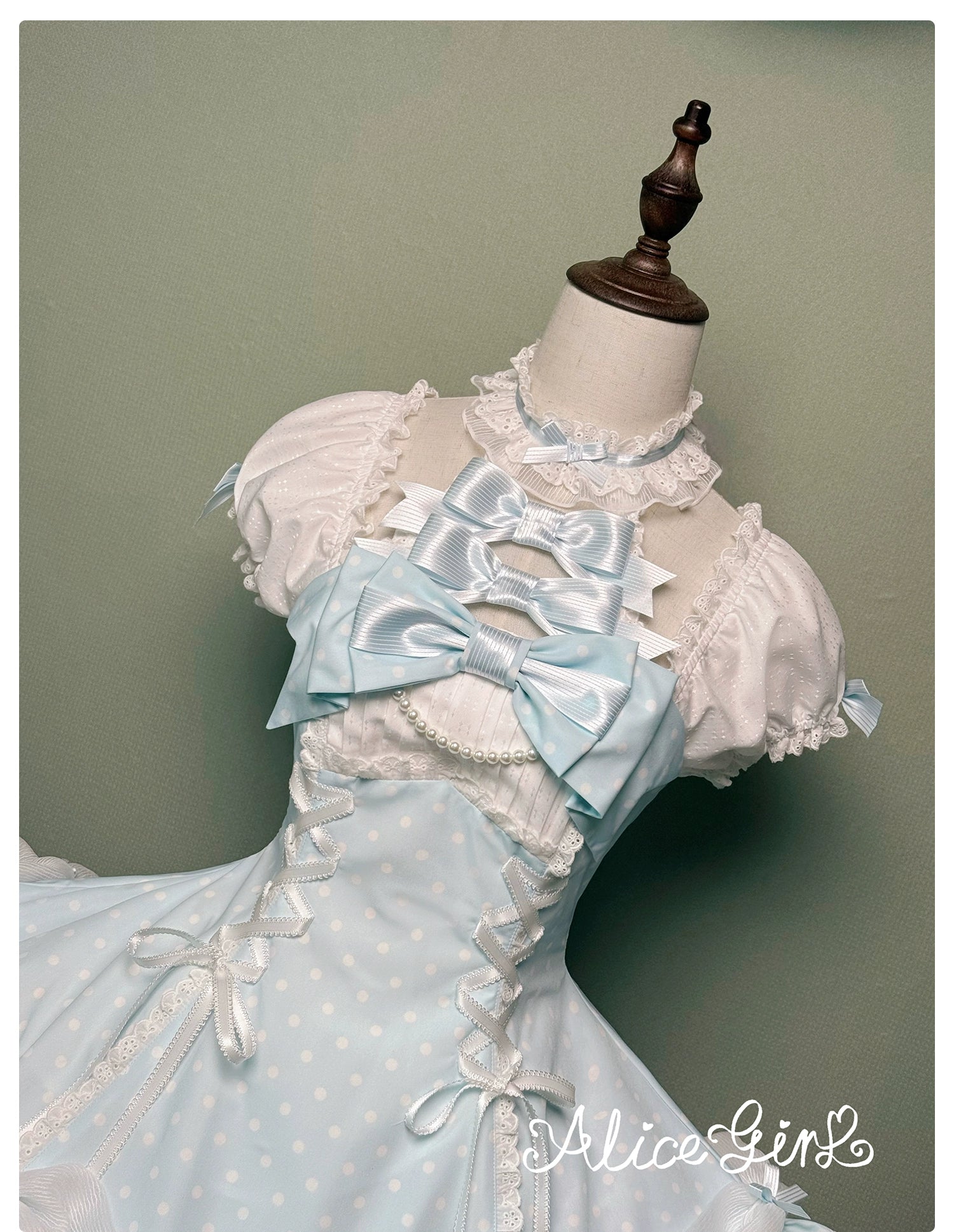 Old School Lolita Halter Neck OP Dress, Polka Dot Accent 43701:783533