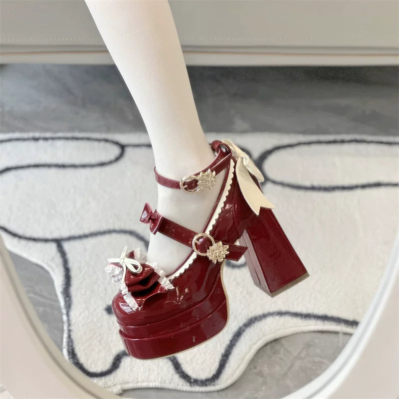 Dreamy Butterfly - Sweet Lolita Round Toe Heel Shoes, Bows & Ruffles 45139:835969