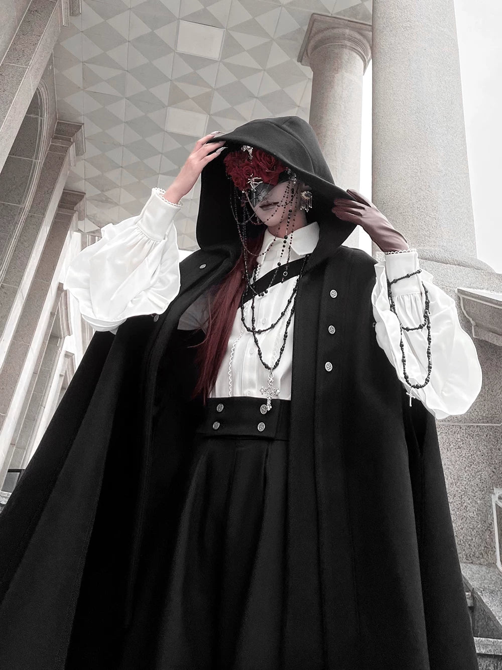 Codename 003 - Ouji Lolita Shirt and Pants Set, Hooded Cape
