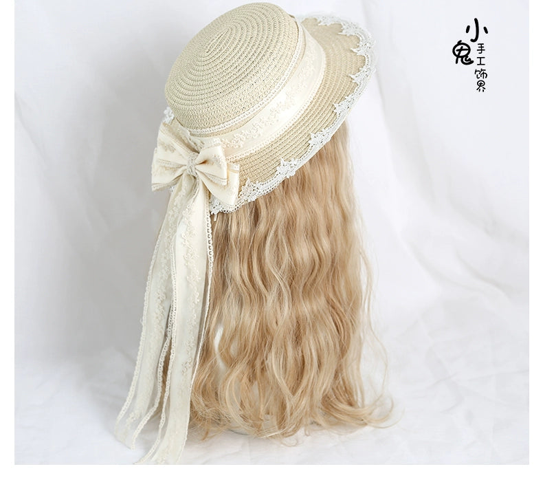 Xiaogui - Country Lolita Handmade Lace Straw Hat