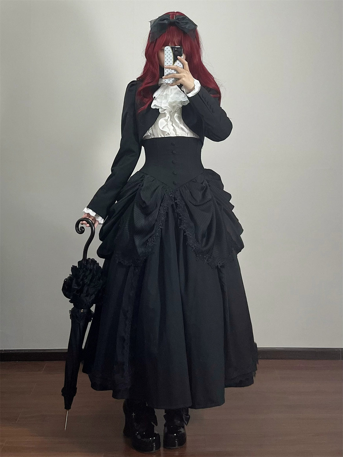 Muppet Mind Ben - Dreaming - Gothic Lolita Skirt Fishbone Long Skirt Ruffled Hem 36858:608412