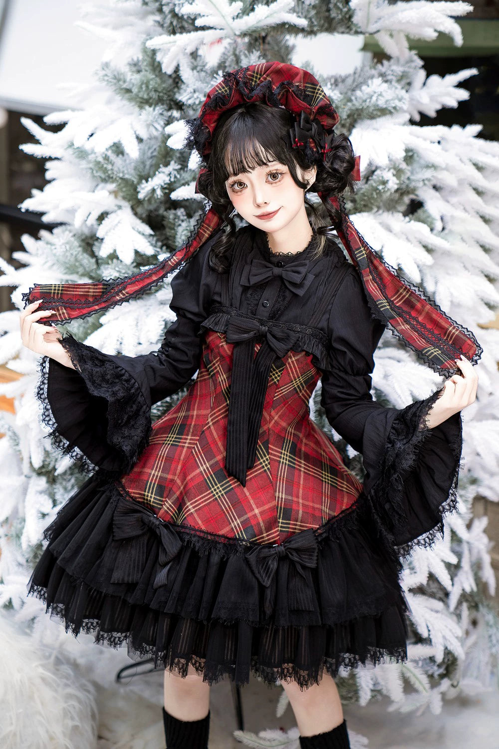Frozen in time - Bunny Fantasy - Gothic Lolita JSK Dress Princess Sleeve Shirt Black Princess Sleeve Shirt Only XS
