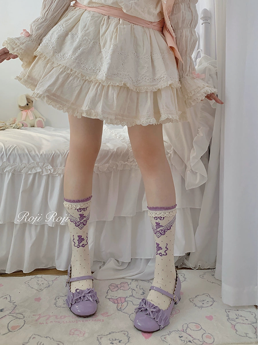 Roji Roji - Kawaii Lolita Bow Cotton Short Socks