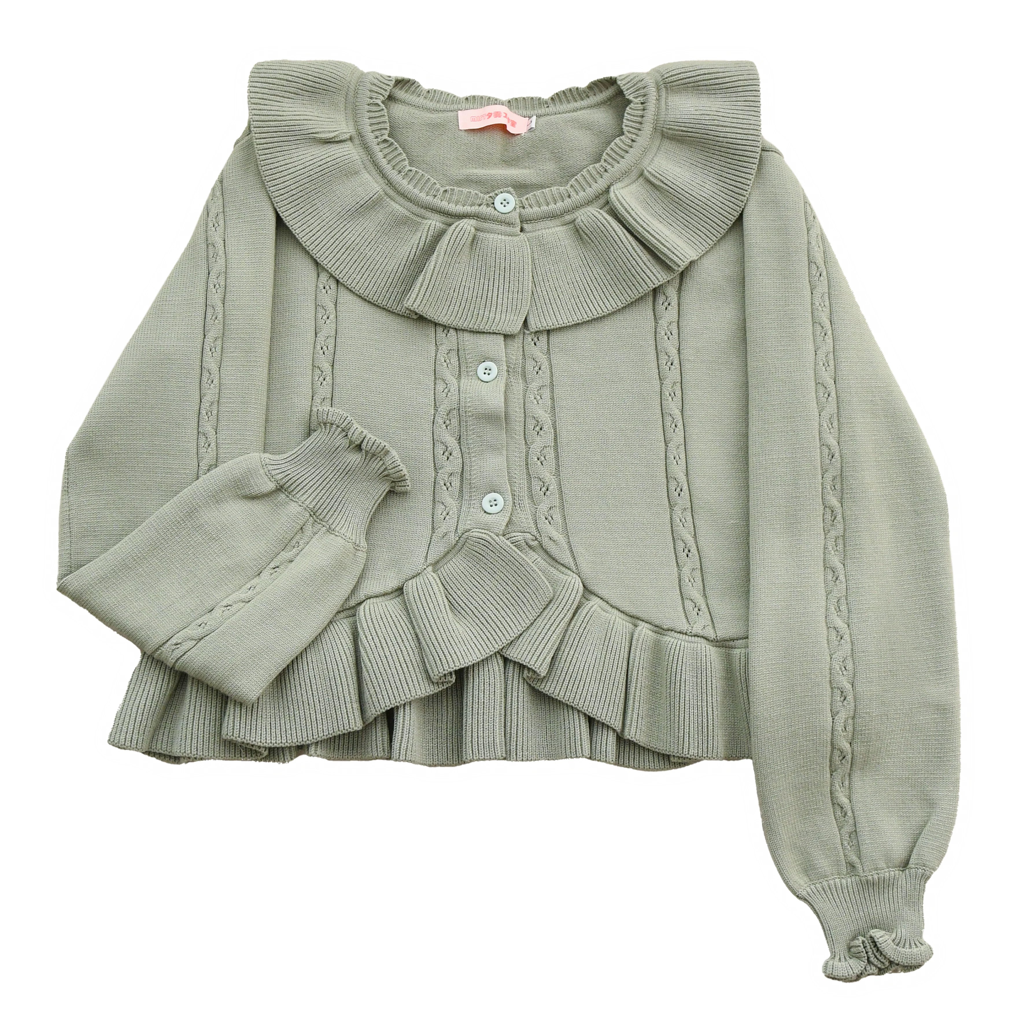 Hot Chocolate - Solid Lolita Cardigan, Ruffle Details (Green / L M S) 44516:811910