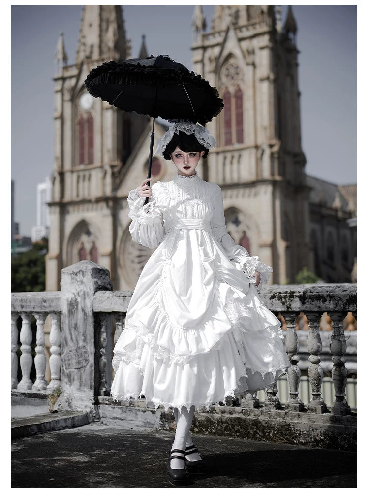 Dawn Bell & Dusk Song - Gothic Lolita Velvet OP Dress, Back Zipper