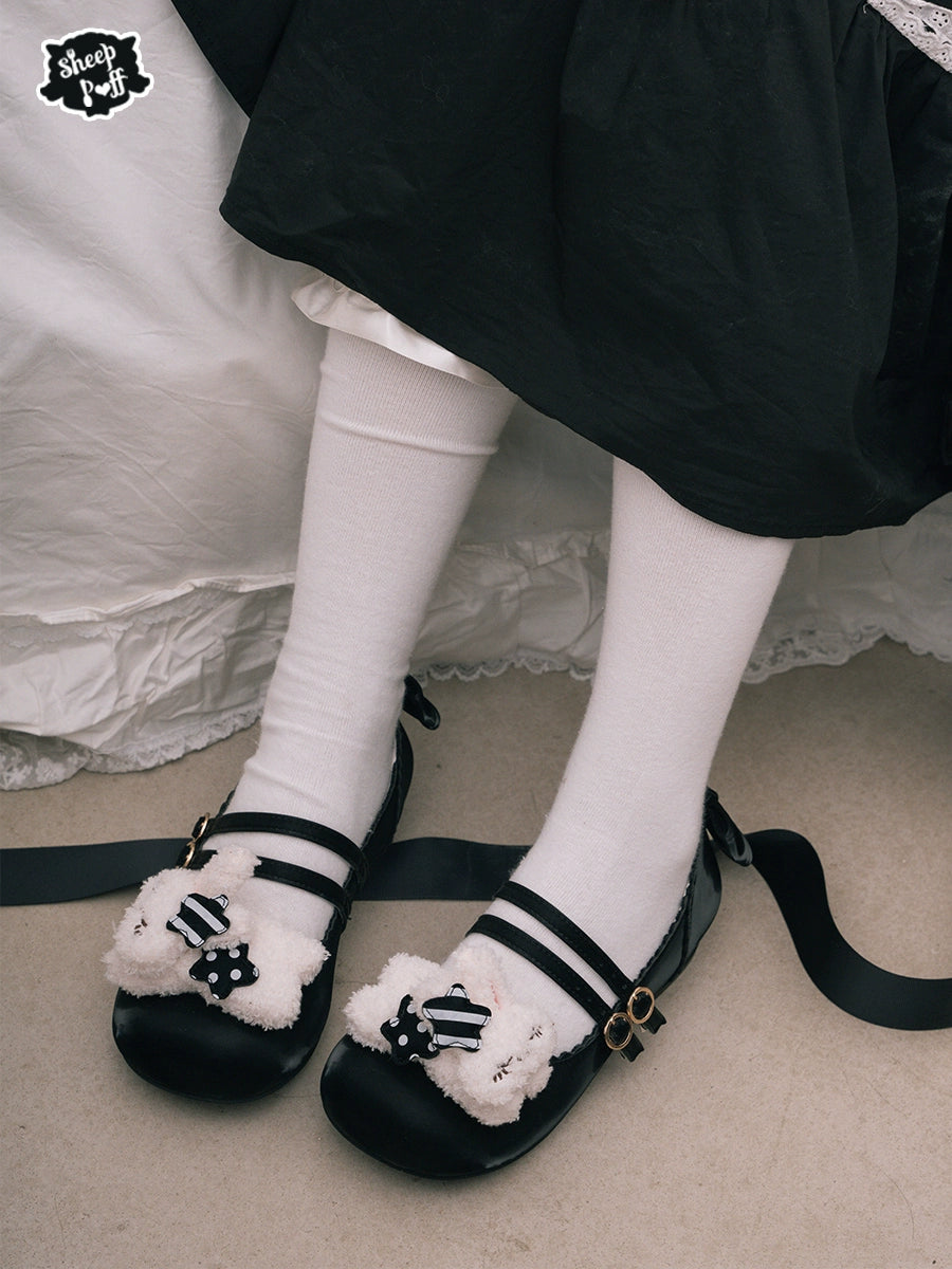 Sheep Puff - Mimitty Rabbit - Kawaii Lolita Low Heel Shoes Plush Bunny Spring Lolita Shoes