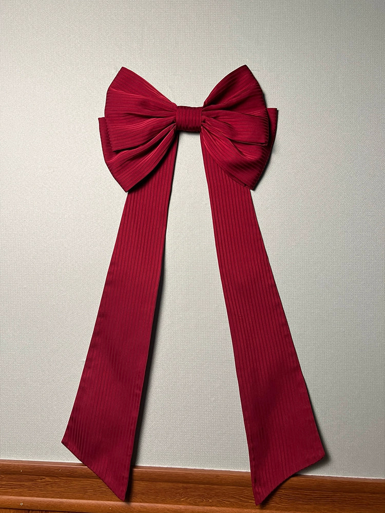 Alice Girl - Arrogant Miss - Sweet Lolita Trailing Large Bow with Long Ribbons Wine Red