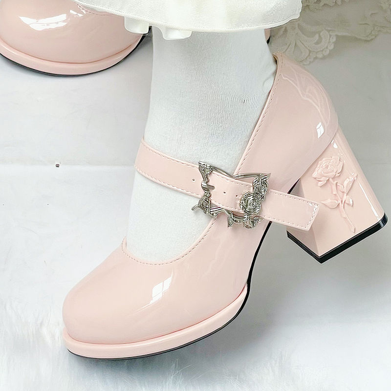 Dreamland~Wanxiang Cycle~Elegant Lolita Heel Shoes with Embossed Rose 42471:741394