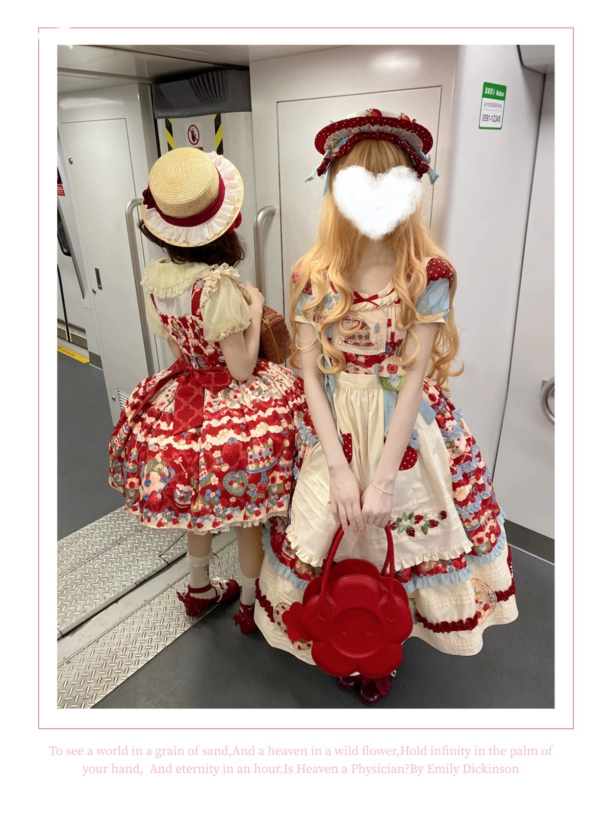 Rose Whispers - Strawberry Tata - Sweet Lolita Dress Suit With Strawberry Cake Print