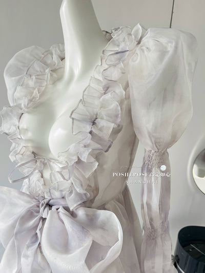 (BFM)POSHEPOSE~Iris Mind~Gorgeous Lolita Shawl High-end Chiffon Coat   