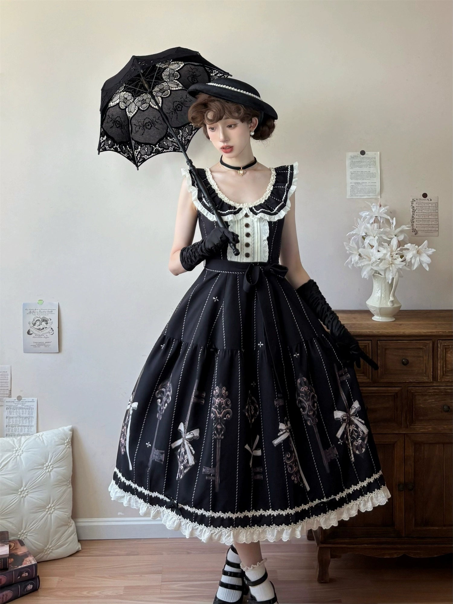Uncle's Workshop - Secret Key - Classic Lolita Dress Suit, Key Print 43925:790968