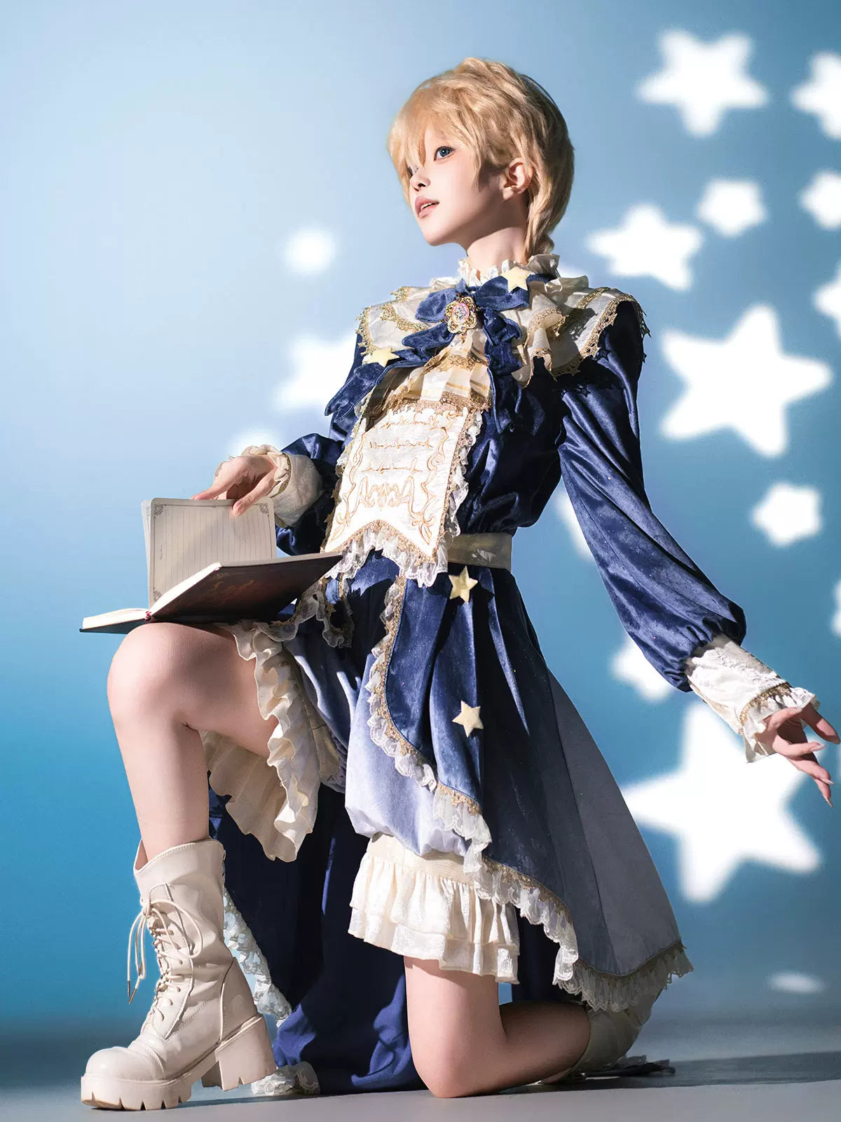 Dream Cloud - Ouji Lolita High-Low Tailcoat, Puffy Lantern Shorts 44443:809139