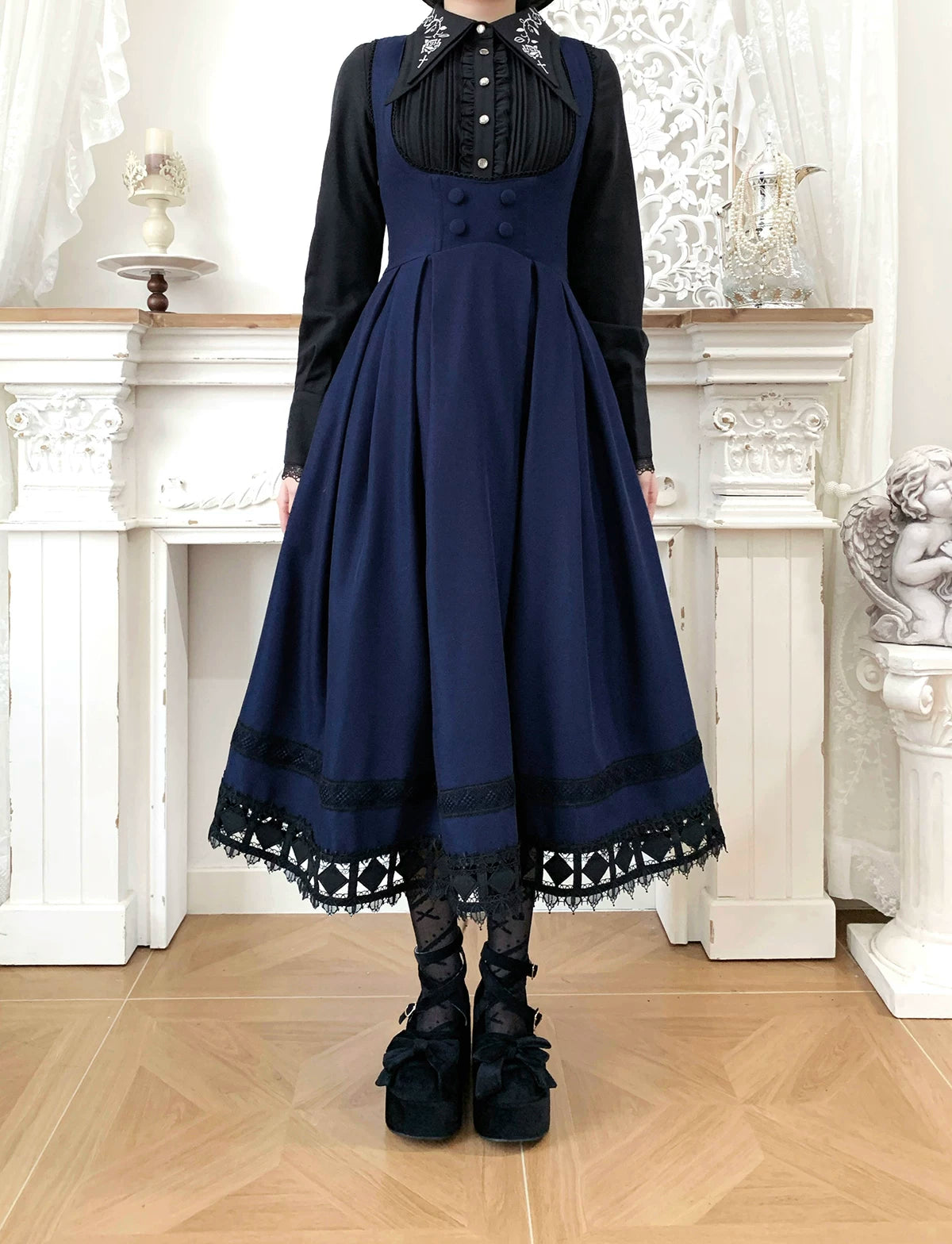 Serenade - Bust-Supporting Elegant Lolita JSK Dress, Three Length Styles 44419:807345