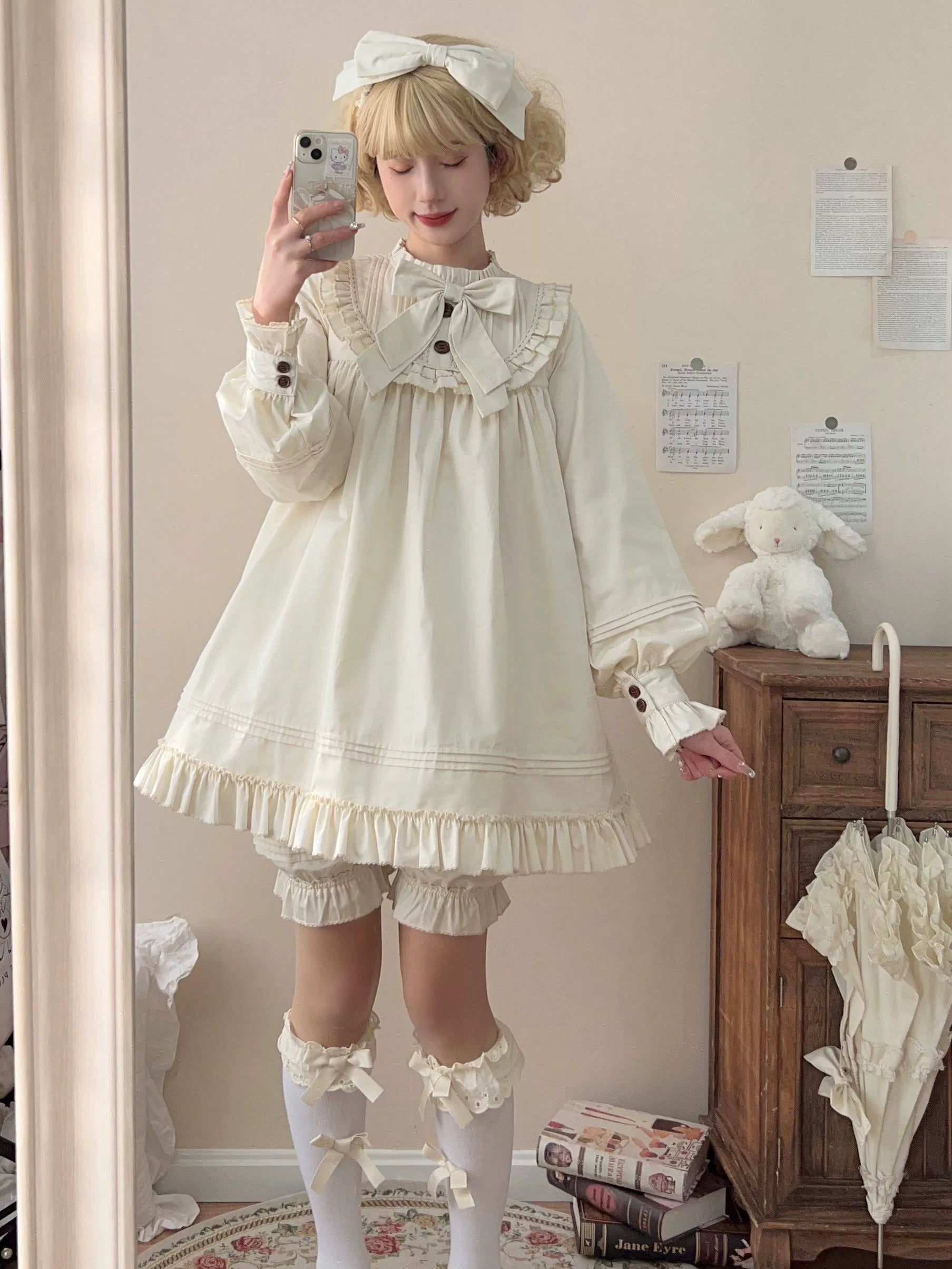 Uncle's Workshop - Lullaby - Cotton Lolita OP Dress Kawaii Lolita Bloomers 34608:463490