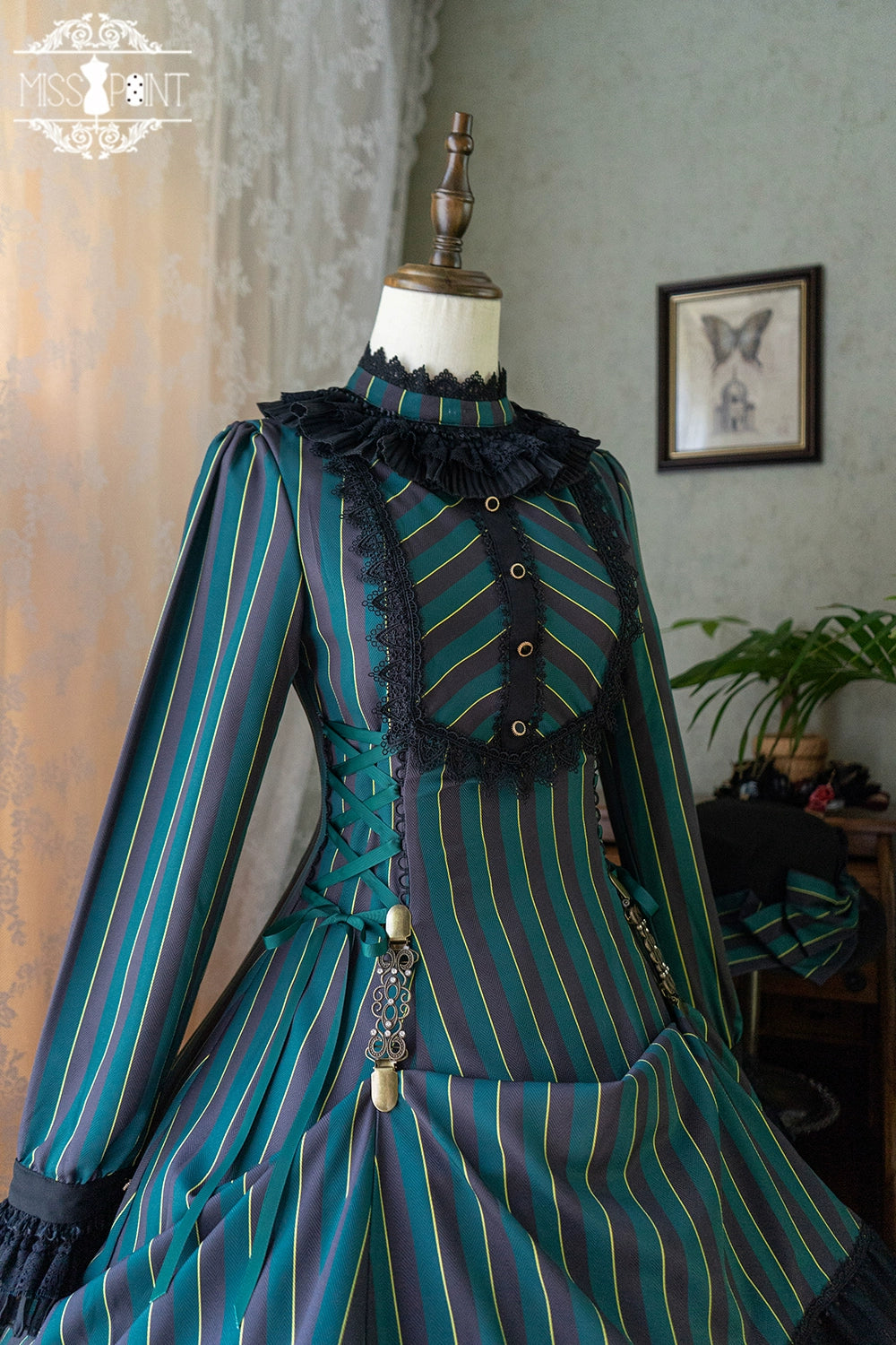 Miss Point - Perintz Manor - Gothic Lolita OP Long Sleeve Retro Lolita Dress 39904:642978