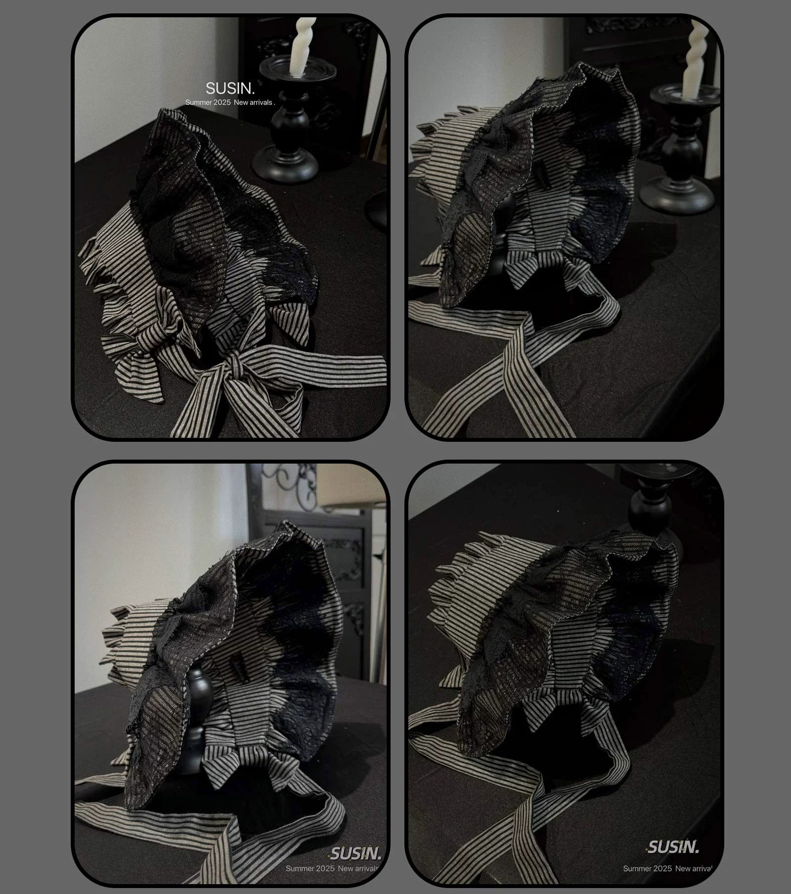 Susin Lolita - Striped Cross - Gothic Coordinated Lolita Set, Adjustable Blouse & Skirt 43331:773950