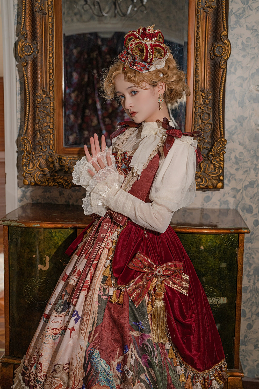 Miss Point~Kaleidoscope~Classical Lolita Shirt Dot Gauze Detachable Puff Sleeve Blouse Customized 35392:488790