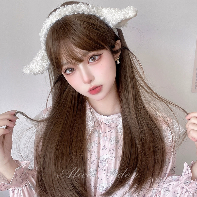 Alicegarden - Elegent Lolita Wig Long Straight Wigs Honey brown wig + a hairnet