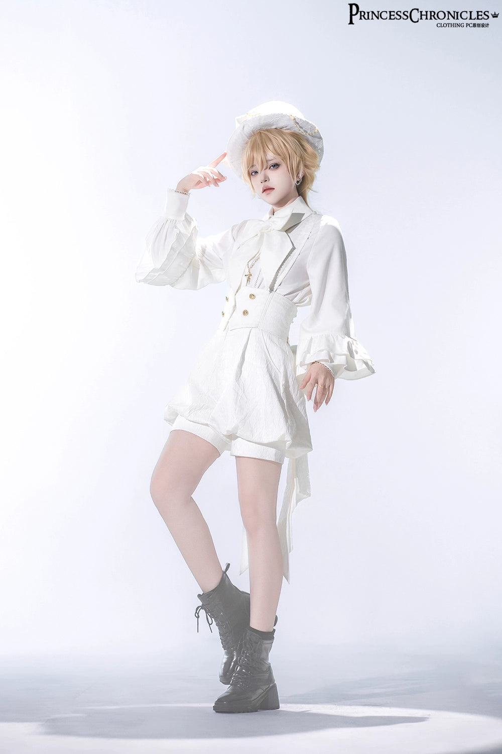 Doll - Ouji Lolita Pink Blouse & White Shorts