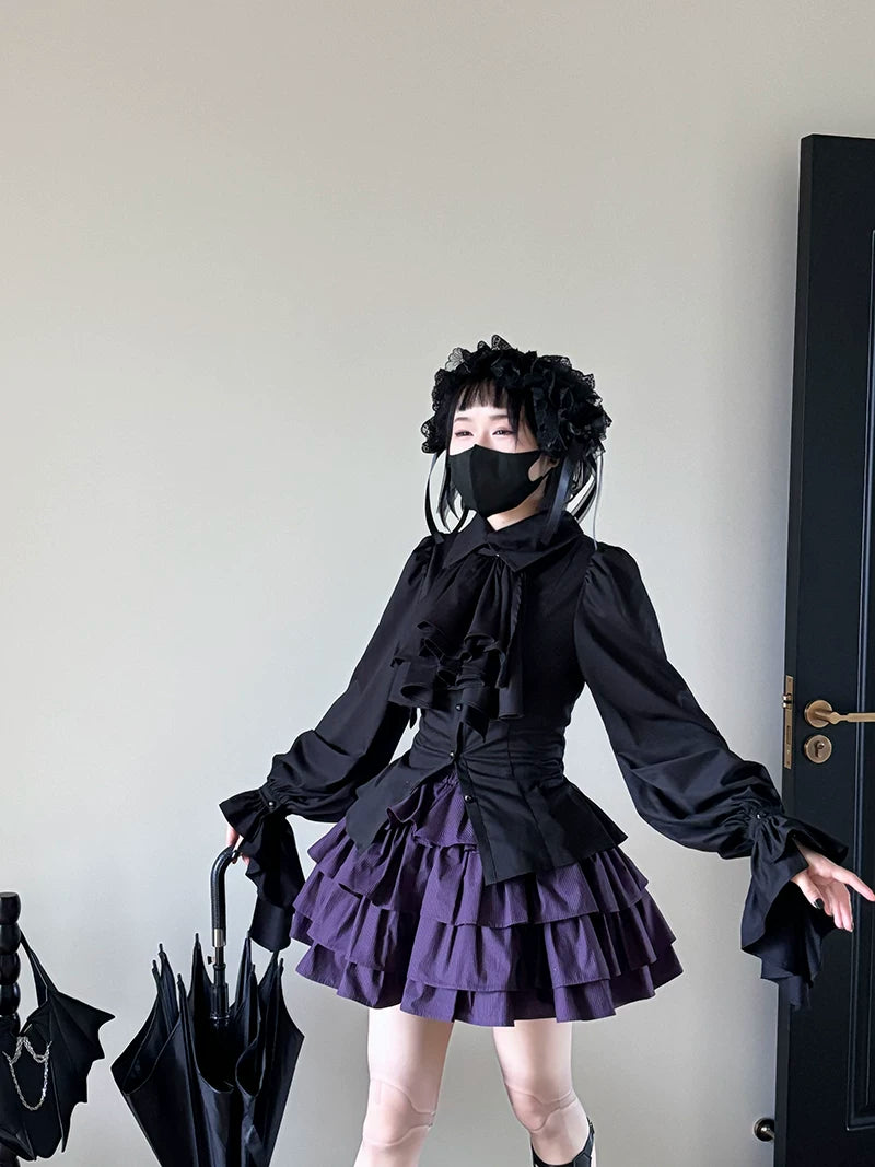 A Tiny Cake - Doll-like Velvet Lolita Skirt, Tiered Skirt 44618:814511